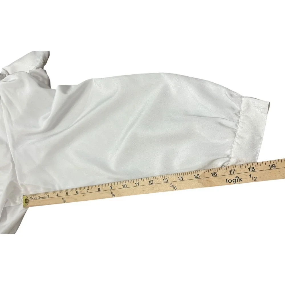 Vtg Gianna Woman Ivory Satin Blouse Hidden Button Career Top Est. 2X See Desc - Picture 12 of 12